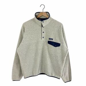 Patagonia Cream Fleece Pullover with Navy Accents